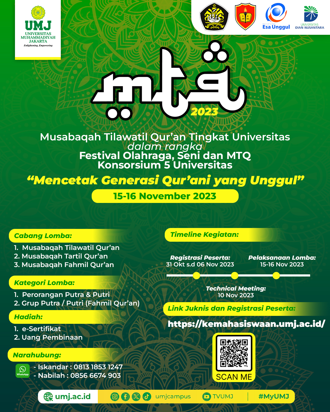 MTQ Tingkat Universitas Dalam Rangka Festival Olahraga, Seni Dan MTQ ...